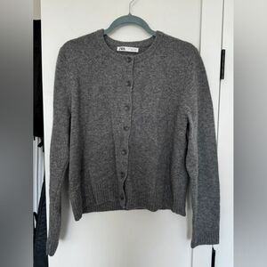 Zara Gray Button-Up Cardigan